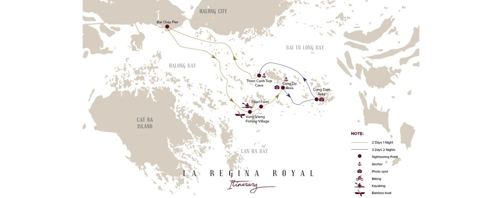 Travel Route map - La Regina Royal Cruise
